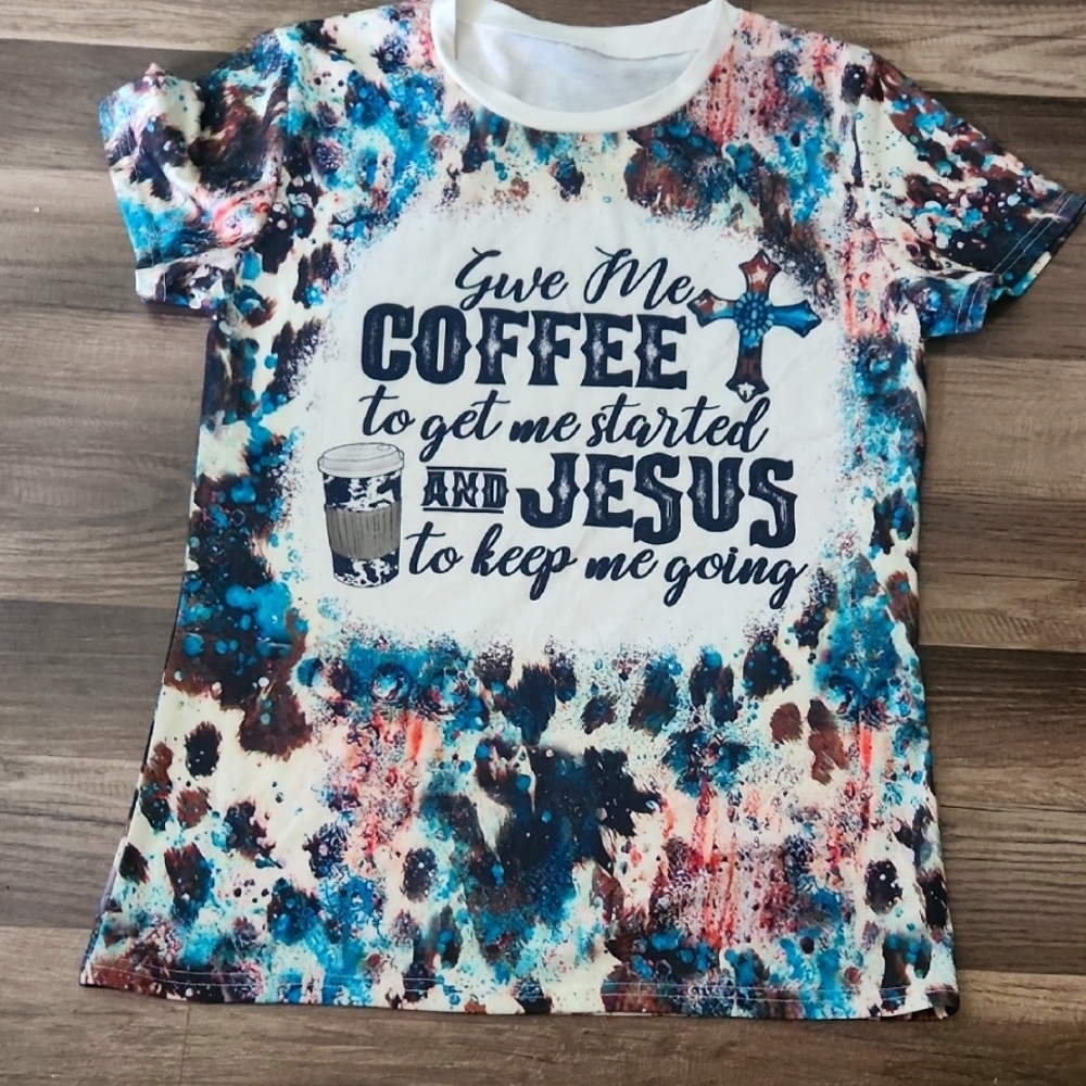 Coffee & Jesus Graphic T-shirt Size SMALL NEW
